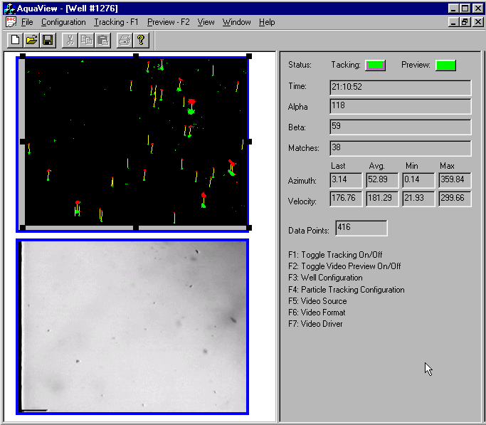 AquaLITE software particle-tracking animation